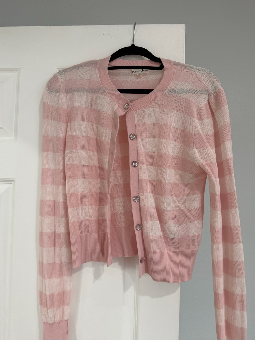 For Love And Lemons Pink and White Striped Cardigan